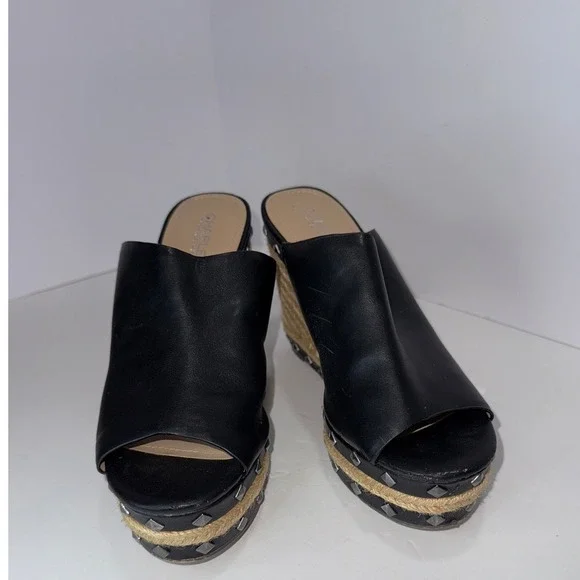 Women's Black Studded Chunky Platform Espadrilles Sz 8.5 Whimsigoth Y2K Grunge - Picture 3 of 13